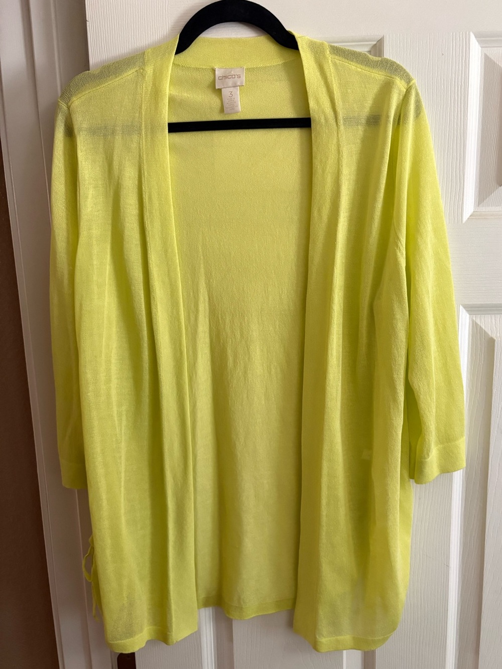 Chico's open front cardigan cinch tie sides 3/4 sleeves lightweight beach XL